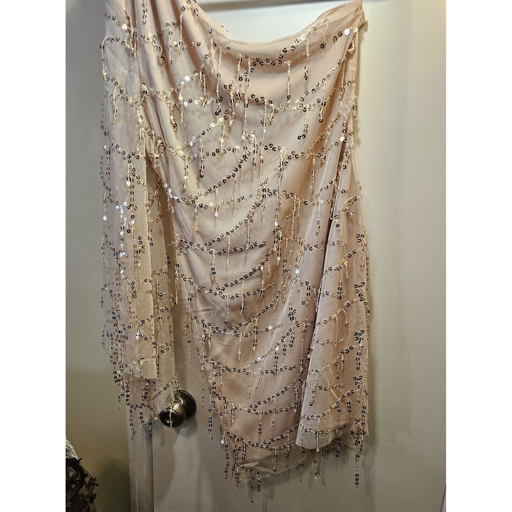 Gorgeous Sequins, One Shoulder/sleeve - Dusty Rose Color- Bell Sleeve-Sz. Large